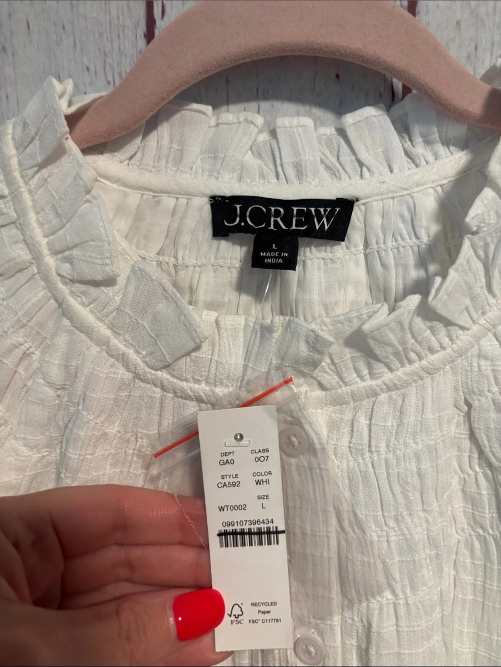 NWT J. Crew Smocked-neck top in textured gauze
